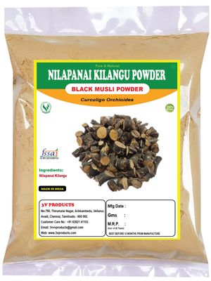 3V PRODUCTS Nilapanai Kilangu Powder | Black Musli | Kali Musli | Curculigo Orchioides 1Kg