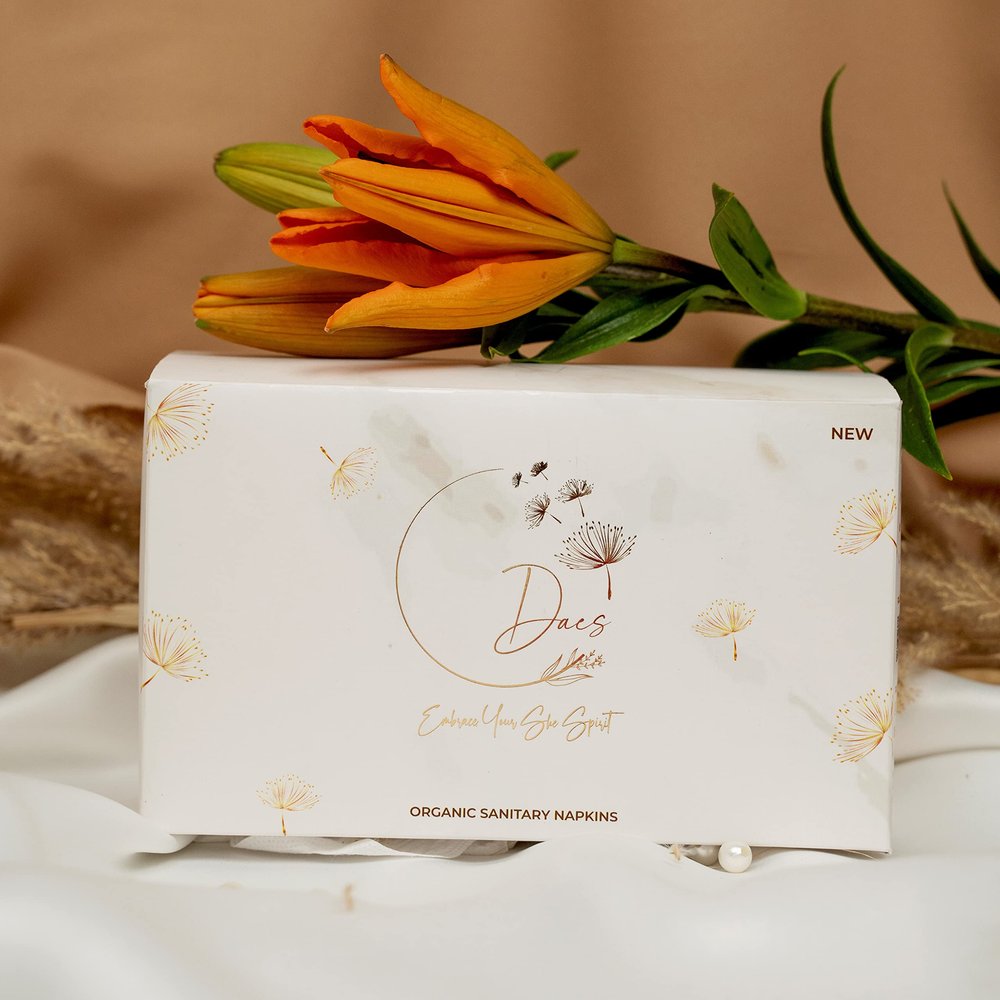 DAES Rash-Free Sanitary Pads - Pack of 36 Without Disposable Cover, Organic Cotton, Toxin-Free, Ultra Thin, Ultra Soft, 4 Wings, Wider Back, Leakage Proof - L Size Pads for a Comfortable and Eco-Friendly Period Experience
