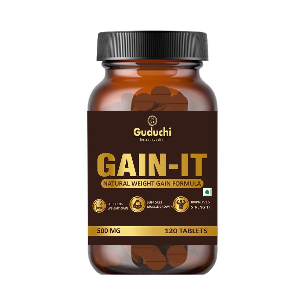 Guduchi the ayurvedism GAIN-IT Tablets for Fast Weight & Muscle Gain and Bone Strength | For Under weight men and women | 500mg Tablets - 120 Tabs