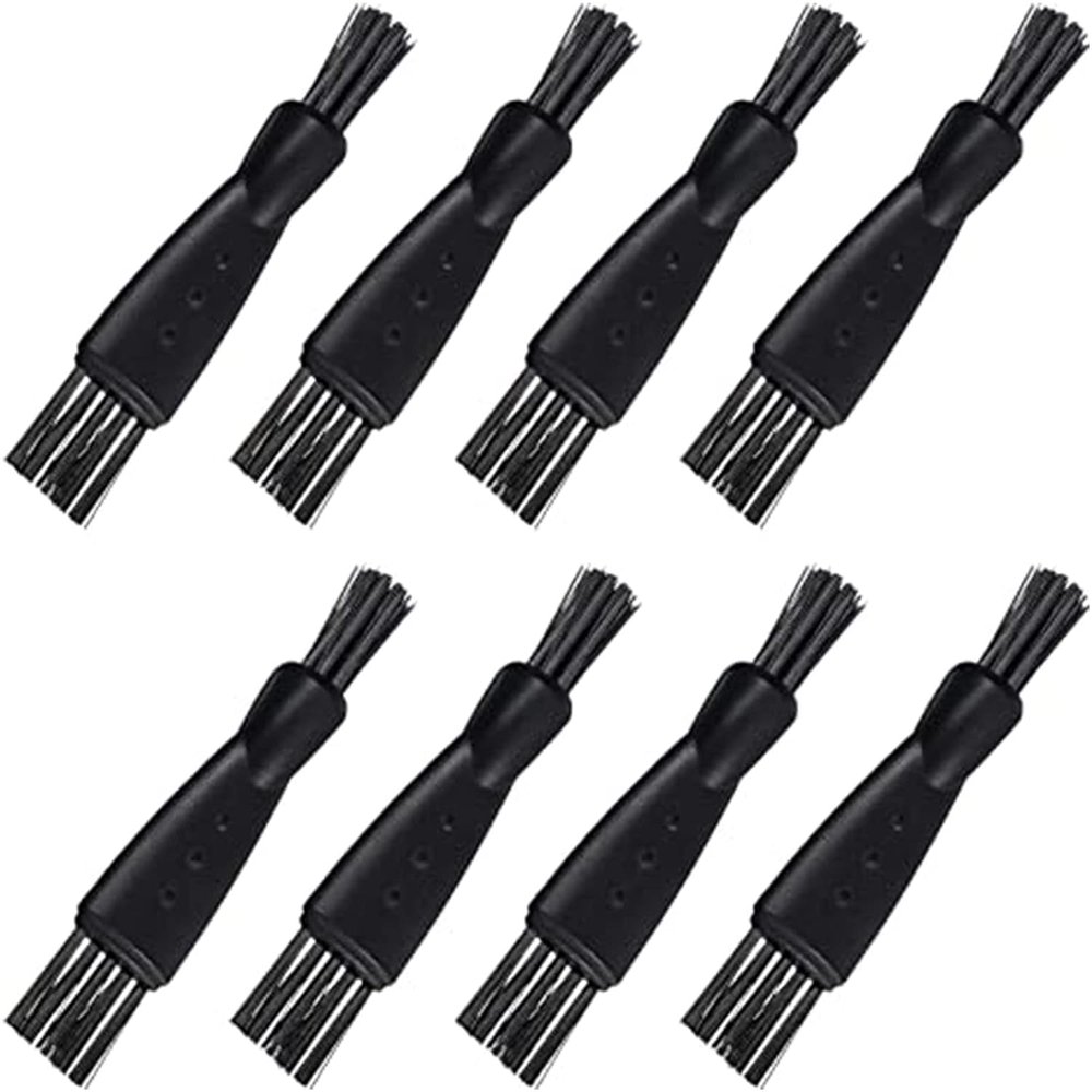 Suleto 8-Piece Shaver Brush Set - Nylon Bristle, Black, Double-Sided, Non-Slip Handle, Multi-Use Cleaning Brushes for Razors, Shavers, Clippers, Trimmers, Household Appliances