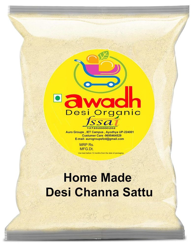 Awadh Organic Homemade Chana Sattu In Pack In Container|Desi Sattu|Satua|Uttar Pradesh Ka Original Sattu|Roasted Gram Flour|Pure&Tasty Refined Fibrous Sattu(490Gx 2)Pack Of 2