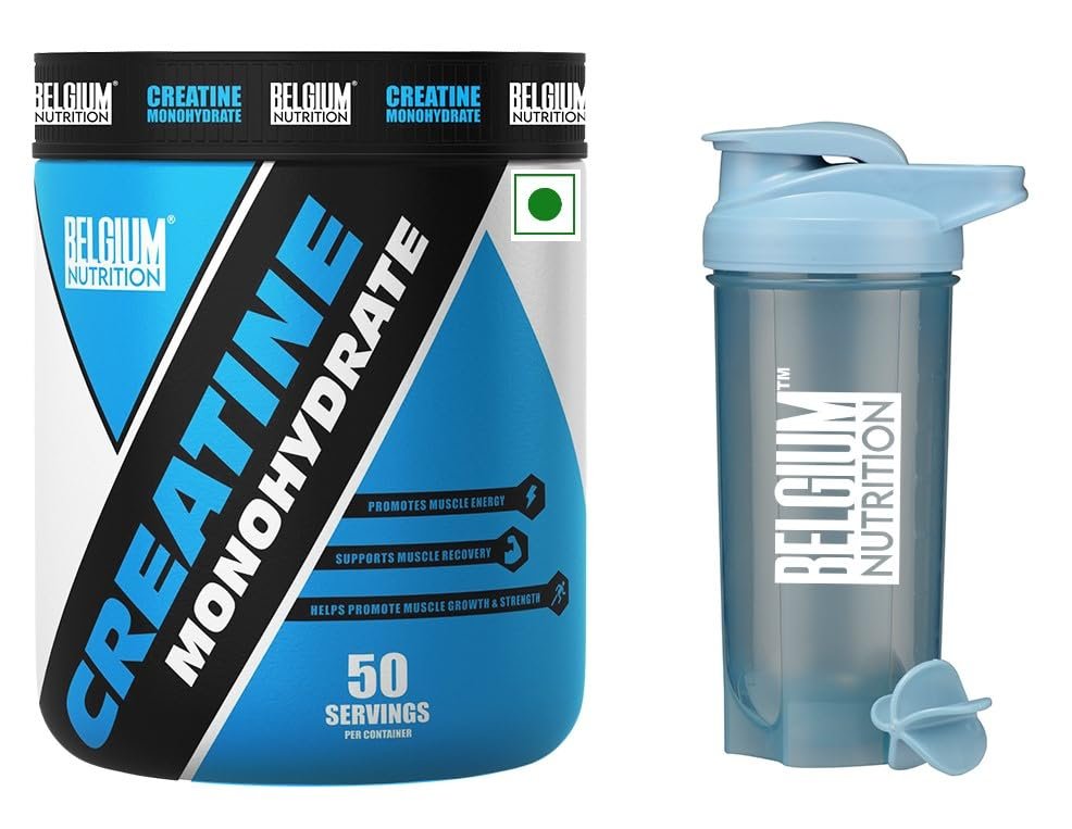 Belgium Nutrition Creatine Monohydrate, Strength, Reduce Fatigue, 100% Pure Creatine, Lean Muscle Building, Supports Muscle Growth, Athletic Performance, Recovery [50 Servings, Watermelon] Free Shaker Bottle