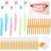 6 Pieces Brace Toothbrush V Shaped Orthodontic Toothbrush with Brush Head 40 Pieces Interdental Brush Soft Bristle Braces Brushes for Cleaning Portable Toothbrushes for Braces (Orange,Medium) view 1