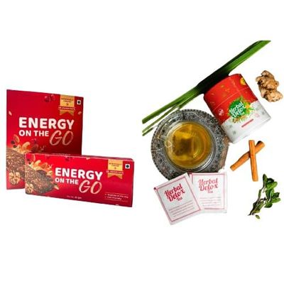 Nutracy Lifestyle Herbal Lemon Detox Tea Bags (14 Bags, 28g) with Protein Snack Bars (10 Bars, 35g) | Immunity & Energy Booster Combo for Detox, Blood Circulation & Wellness