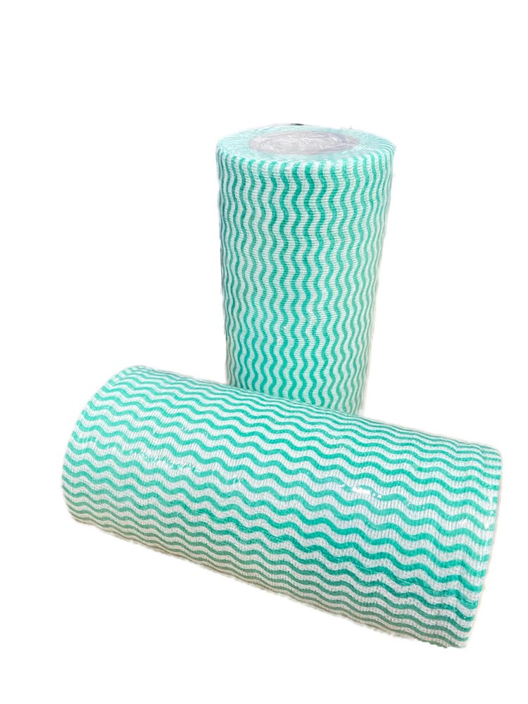MM Non Woven Reusable and Washable Kitchen Tissue/Towel Paper Roll (2 Rolls, 80 Wipes Per Roll) Green