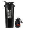 COOL INDIANS PROTEIN GYM SHAKER BOTTLE WITH WHEY CONTAINER BOTTLE 100% LEAK-PROOF SHAKER BLENDER WITH 2 EXTRA COMPARTMENT FOR PROTEIN PRE WORKOUT SHAKER BOTTLE BPA FREE (BLACK) view 1