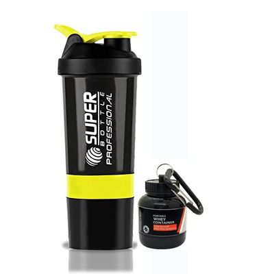 COOL INDIANS Gym Shaker Bottle with WHEY Container Bottle 500ML, Shaker Bottle for Protein Shake 100% Leak-Proof Guarantee Protein Shaker|Sipper Bottle, Ideal for Protein, PRE Workout (Yellow)