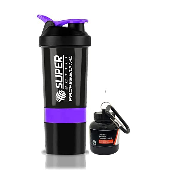 COOL INDIANS Gym Shaker Bottle with WHEY Container Bottle 500ML, Shaker Bottle for Protein Shake 100% Leak-Proof Guarantee Protein Shaker|Sipper Bottle, Ideal for Protein, PRE Workout (Purple)