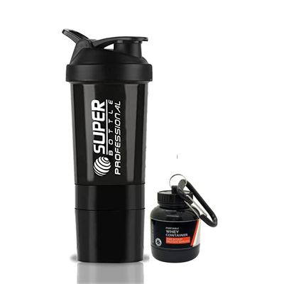 COOL INDIANS Gym Shaker Bottle with WHEY Container Bottle 500ML, Shaker Bottle for Protein Shake 100% Leak-Proof Guarantee Protein Shaker|Sipper Bottle, Ideal for Protein, PRE Workout (Black)