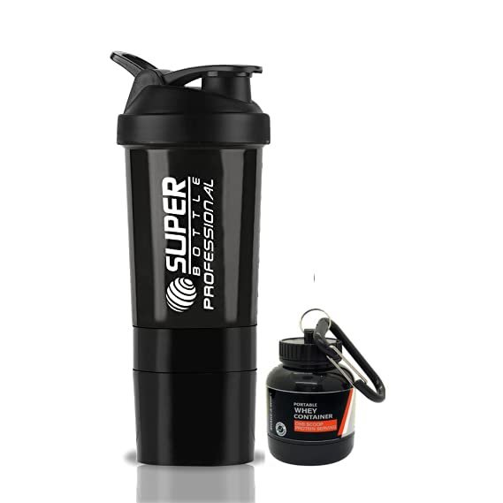 COOL INDIANS Gym Shaker Bottle with WHEY Container Bottle 500ML, Shaker Bottle for Protein Shake 100% Leak-Proof Guarantee Protein Shaker|Sipper Bottle, Ideal for Protein, PRE Workout (Black)