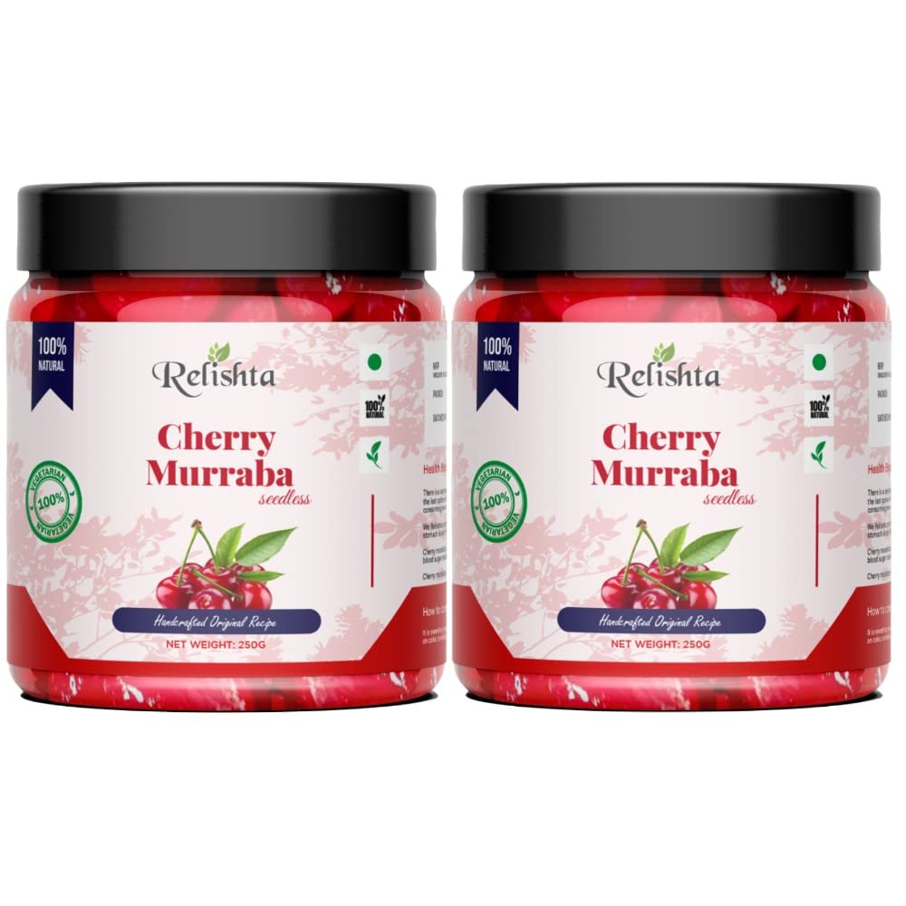 100% Natural Cherry Murabba 250g (Pack of 2) by RELISHTA - Handcrafted original recipe & Traditional Taste