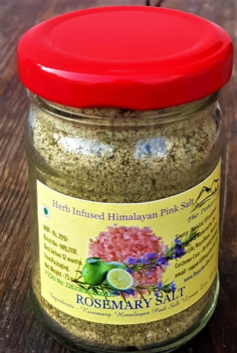 The Pahari Life/Rosemary Infused Himalayan Pink Salt/Sil pisi noon/loon/Organic Herbal Salt/ 75 grams/Rs.249/-