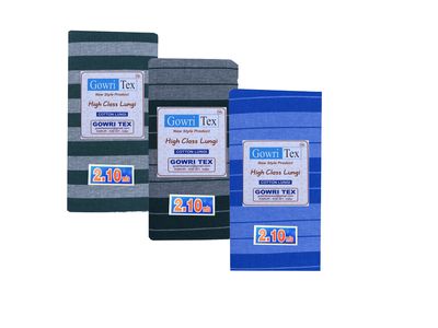 Gowri Tex Premium Cotton Lungi Pack Of 3 (Lungi 2.10 SGreen MintGreen STBlue 3)