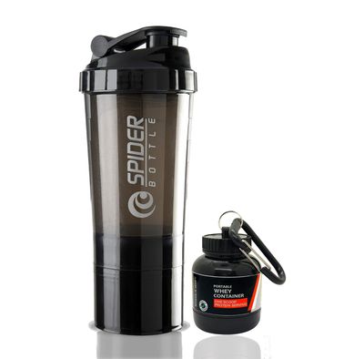 COOL INDIANS Sports Gym Shaker with WHEY Container Bottle|Shaker Bottle|Gym Shaker|100% Leak-Proof Guarantee Protein Shaker|Sipper Bottle|500 ML Shaker Bottle for PRE Workout|BPA Free (Black)