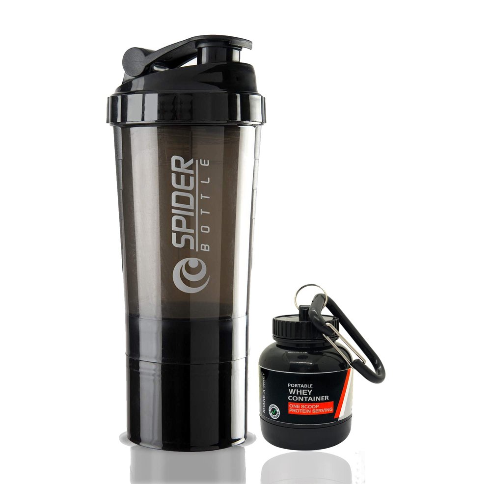 COOL INDIANS Sports Gym Shaker with WHEY Container Bottle|Shaker Bottle|Gym Shaker|100% Leak-Proof Guarantee Protein Shaker|Sipper Bottle|500 ML Shaker Bottle for PRE Workout|BPA Free (Black)