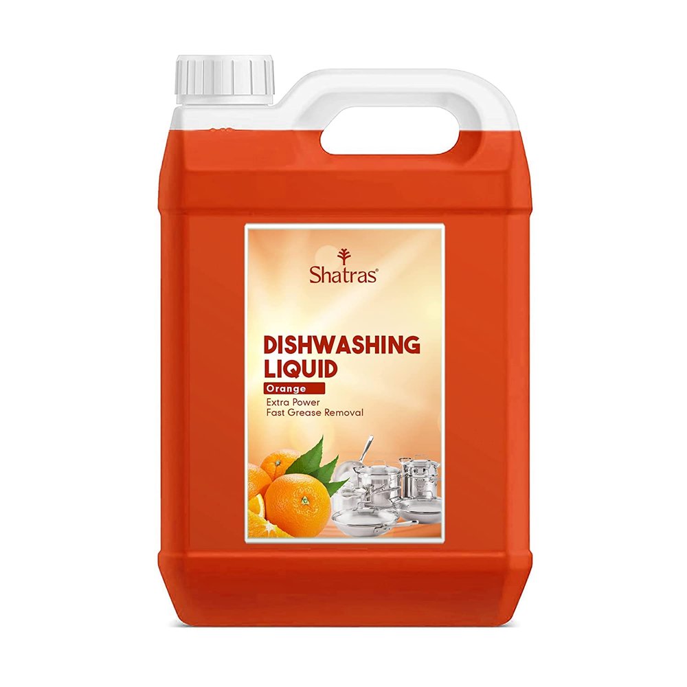 Shatras Dishwash Liquid Gel Orange Can Jar, Kitchen Utensils Cleaner Removes Grease & Oil-Orange Dishwashing Liquid Gel