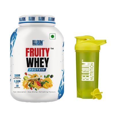 Belgium Nutrition Fruity Whey Protein with 26g Protein, 5.5 BCAAs, 6g Glutamine, 15g EAA for Muscle Strength, Performance | Muscle-Building Whey Protein Supplement Powder | Lean Body High Whey Protein | Muscle Gain, Muscle Support & Recovery [Mango O
