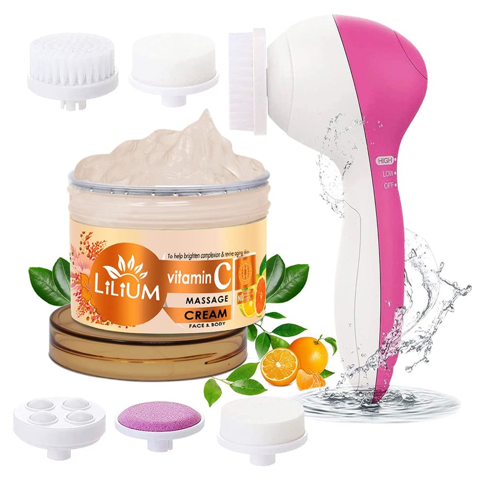 Lilium Vitamin C Face & Body Massage Cream, 250g with Multifunction 5in1 Massager
