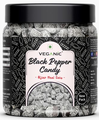 Veganic Organic Black Pepper Flavor Candy | Kali Mirch Candy | Black Masala Candy (900 g)