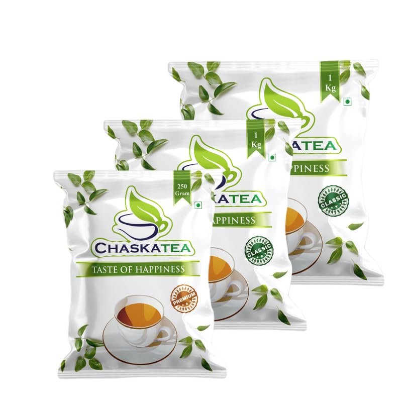 CHASKATEA Classic Black Tea Powder 1 KG x 2 & Premium Masala Organic Chai 250 Gram Aromatic Assam Natural Tea Leaves, Chai Patti With Free Slicer (Pack Of 3)