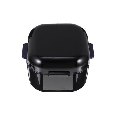 Yardwe Denture Case with Strainer Basket Denture Bath Case Cup Box Portable False Teeth Holder Storage Soak Container Orthodontic Retainer Case for Travel Cleaning Black