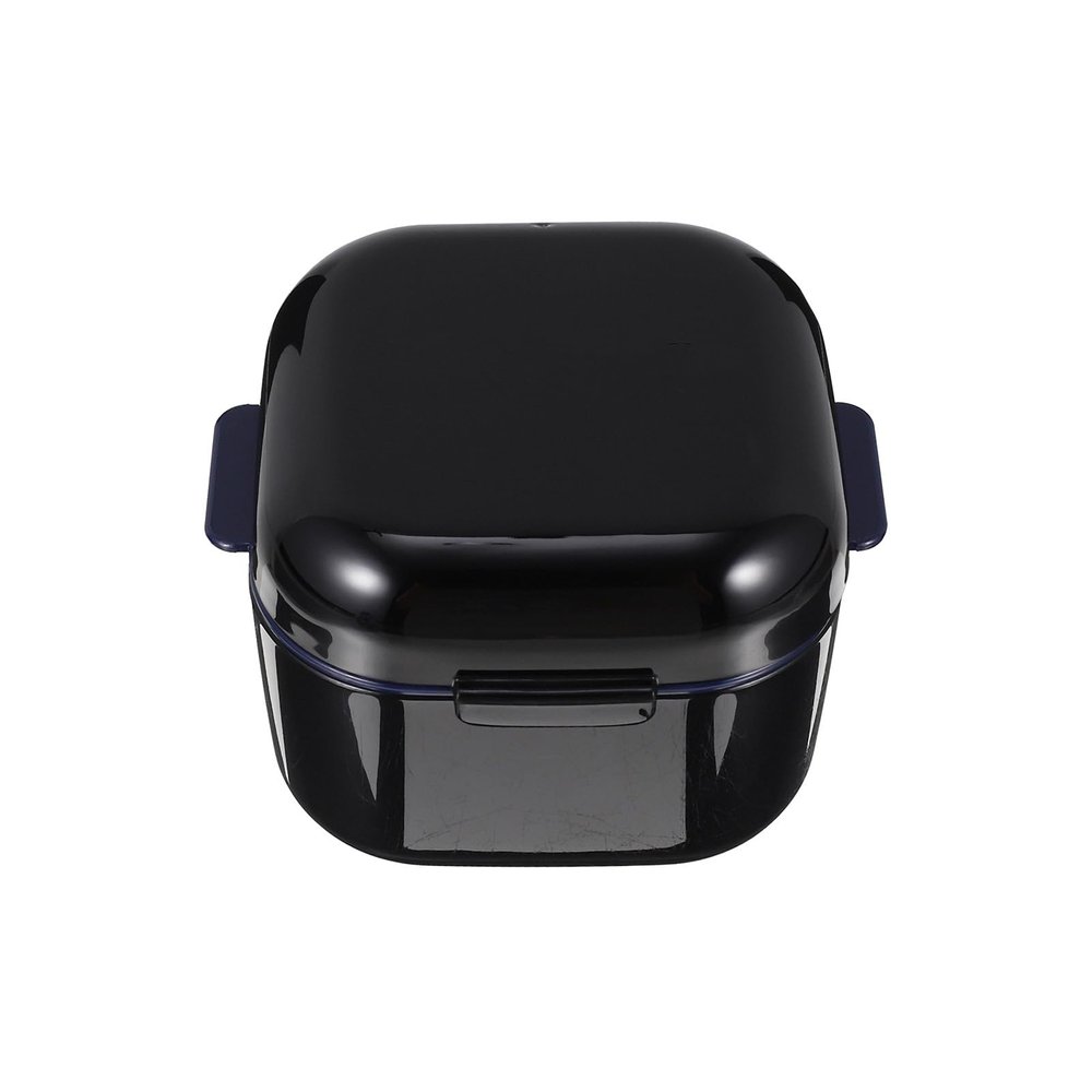 Yardwe Denture Case with Strainer Basket Denture Bath Case Cup Box Portable False Teeth Holder Storage Soak Container Orthodontic Retainer Case for Travel Cleaning Black
