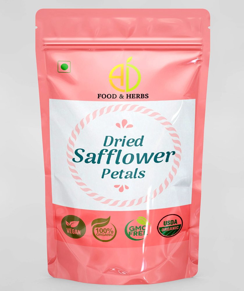A D Food & Herbs Organic Dried Safflower Flower/Kusum ke phool Aromatic Edible for Homemade Lattes, Tea Blends, Bath Salts, Gifts, Crafts 50 Gms