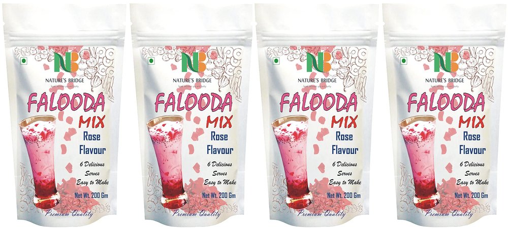 Nature's Bridge Falooda Mix Rose Flavour / Rose Falooda -800 Gm (Pack of 200 Gm x 4)