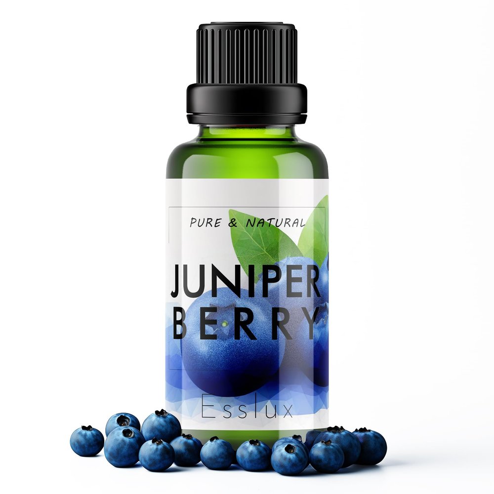 Esslux Juniper Berry Essential Oils - 100% Pure, Undiluted, Therapeutic Grade Juniper Berry Oil - Perfect for Aromatherapy, Peaceful Sleep & Calm Mind & Healthier Skin - Use on Skin - 60 ML