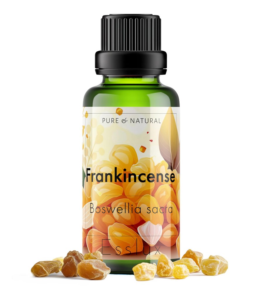 Esslux Frankincense Essential Oil - 100% Pure Natural Frankincense Oil for Skin, Hair & Diffuser | Calming & Woody Aroma Perfect for Aromatherapy, Massage & Candle Making - Therapeutic Grade - 60 ML