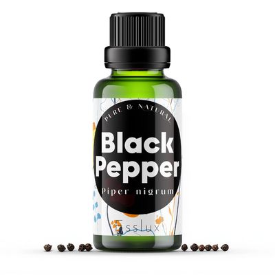 Esslux Black Pepper Essential Oil - 100% Pure Natural Black Pepper Oil for Aromatherapy, Diffuser & Skin | Spicy, Warm Aroma Ideal for Massage & Soap Making - Therapeutic Grade - 60 ML