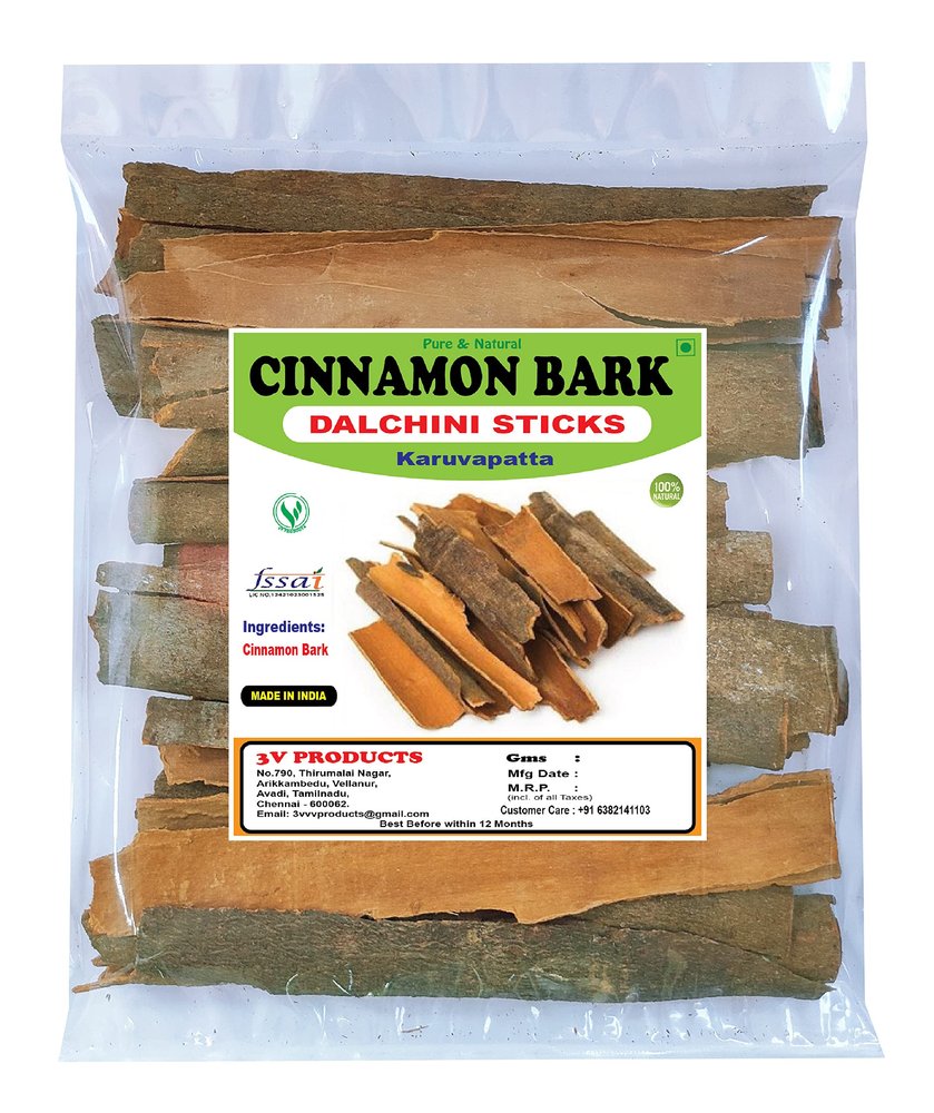 3V PRODUCTS Cinnamon Bark 50g | Dalchini | Karuvapatta | Lavanga pattai | Cinnamon Cassia