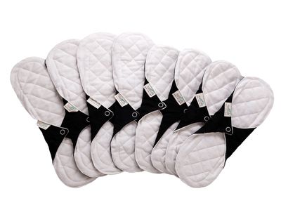 FabPad Reusable Washable Sanitary Cloth Pads Napkins Full Cycle Eco-Friendly Menstrual Hygiene Solutions (Pack Of 8, Off White)