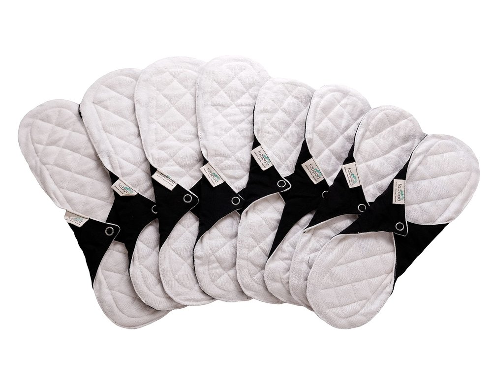 FabPad Reusable Washable Sanitary Cloth Pads Napkins Full Cycle Eco-Friendly Menstrual Hygiene Solutions (Pack Of 8, Off White)