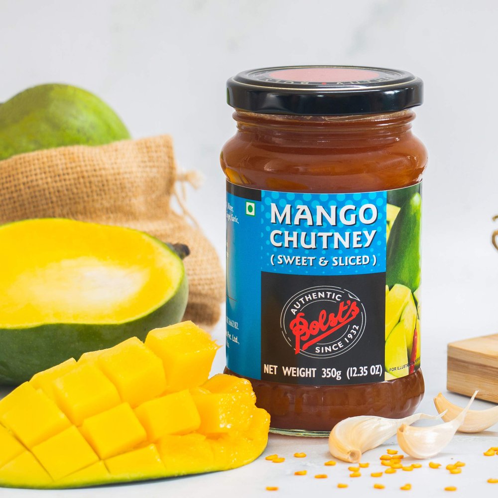 Bolst's Mango Chutney (Sweet and Sliced) | Sweet Aam Chutney Instant Mango Chutney | Ready-to-Eat Foods | Made With Farm Fresh Mangoes | Homemade Taste 100% Natural Ingredients | 350g