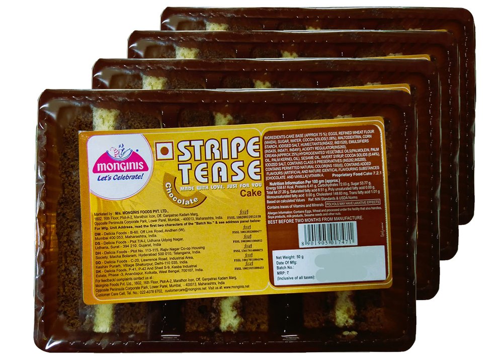 Monginis Stripe Tease Chocolate Cream Layered Cake Pack Of 4 (4 x 50 g)