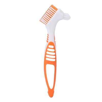 Dual Head Denture Toothbrush, Remove Plaque for Partial, Half, Complete Dentures Cleaning (Orange)