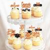 40Pcs Glitter Graduation Cupcake Topper Orange, 2022 Cupcake Toppers Graduation Class of 2022 Cupcake Toppers Supplies, Congrats Cupcake Toppers Graduation Party Decorations 2022 Orange and Black view 2