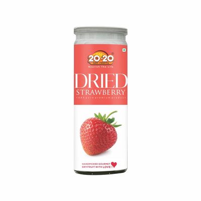 20-20 Dry Fruits Dried Strawberry 200g Jar | Healthy Strawberry Snack| High in Anti-Oxidants & Vitamin C | Supports Heart Health & Immunity