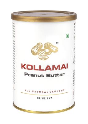 KOLLAMAI Natural Peanut Butter 1kg (Pack of 1) Organic 32gm Peanut Butter High Protein Energy Booster Unsweetened, Zero Sugar, Zero Salt and Low Fat Good for Heart Health