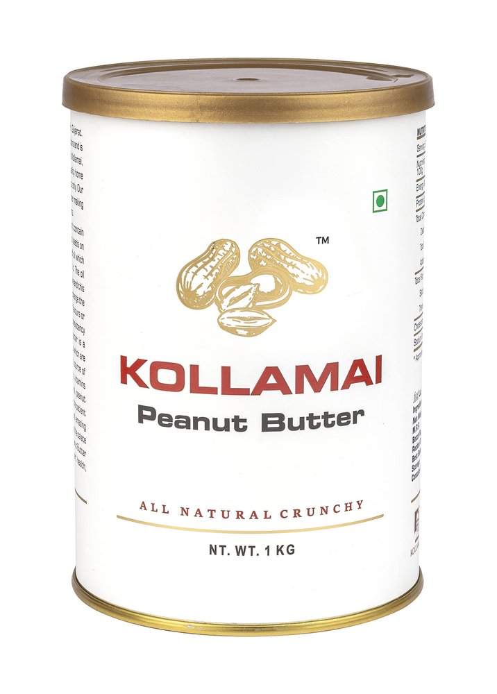 KOLLAMAI Natural Peanut Butter 1kg (Pack of 1) Organic 32gm Peanut Butter High Protein Energy Booster Unsweetened, Zero Sugar, Zero Salt and Low Fat Good for Heart Health