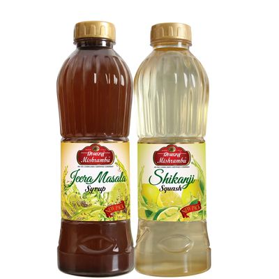 Mishrambu Shikanji & Jeera Masala Syrup | Traditional Indian Drink Mix | Refreshing Sharbat for Mocktails, Juices & Beverages | Instant Thirst Quencher Combo 1500ml (Pack of 2 x 750ml)
