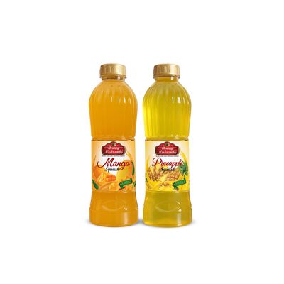 Mishrambu Mango & Pineapple Squash | Tropical Fruit Syrup for Drinks | Refreshing Sharbat for Mocktails, Cocktails, Juices & Milkshakes Combo 1500ml (Pack of 2 x 750ml)