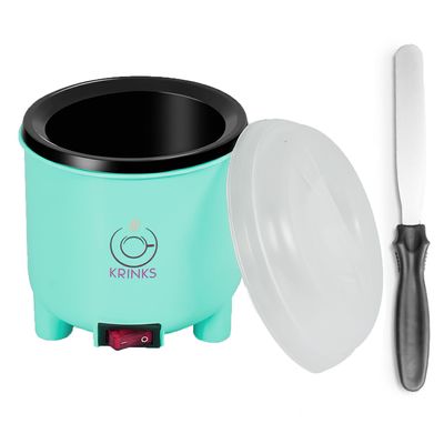 KRINKS Wax Heater for Waxing with Black Coated Bowl | Wax Machine for Waxing for Women with Manually Operated On/Off Switch| Pack of 1 Waxing Heater and 1 Waxing Spatula/Knife