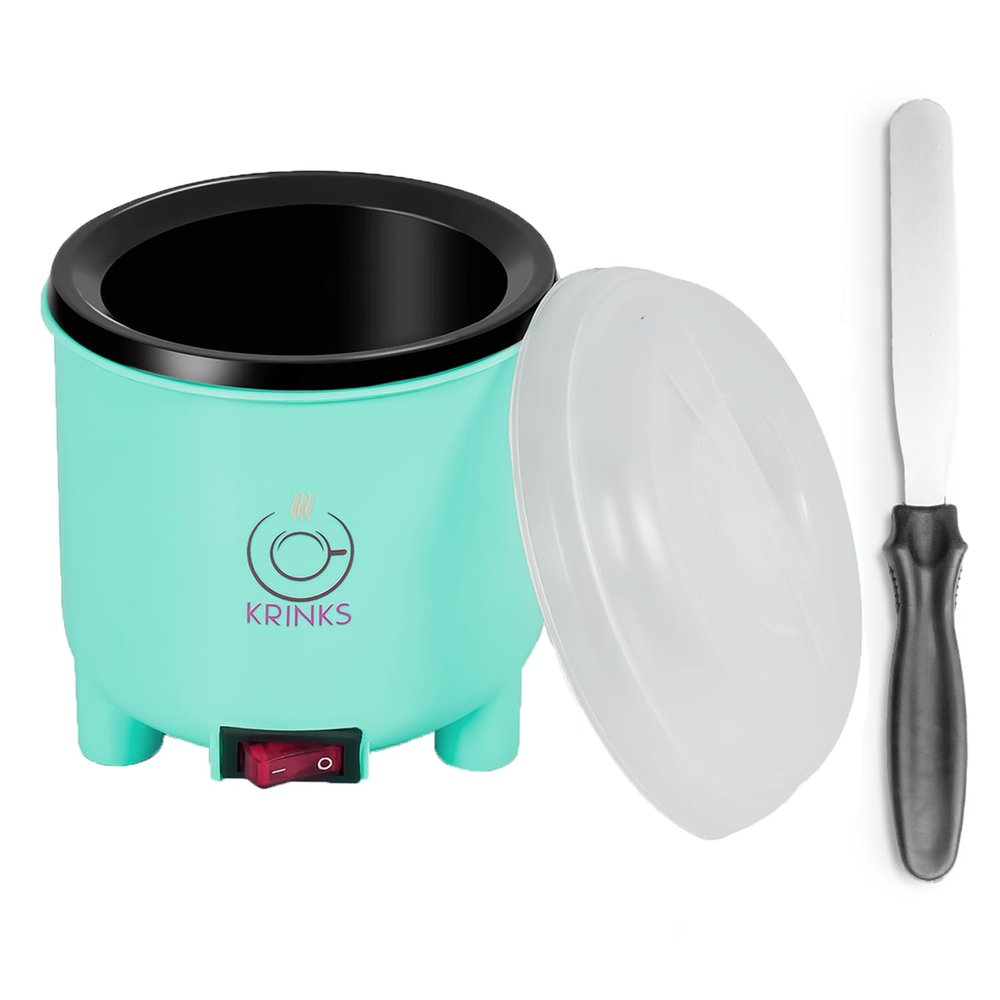 KRINKS Wax Heater for Waxing with Black Coated Bowl | Wax Machine for Waxing for Women with Manually Operated On/Off Switch| Pack of 1 Waxing Heater and 1 Waxing Spatula/Knife