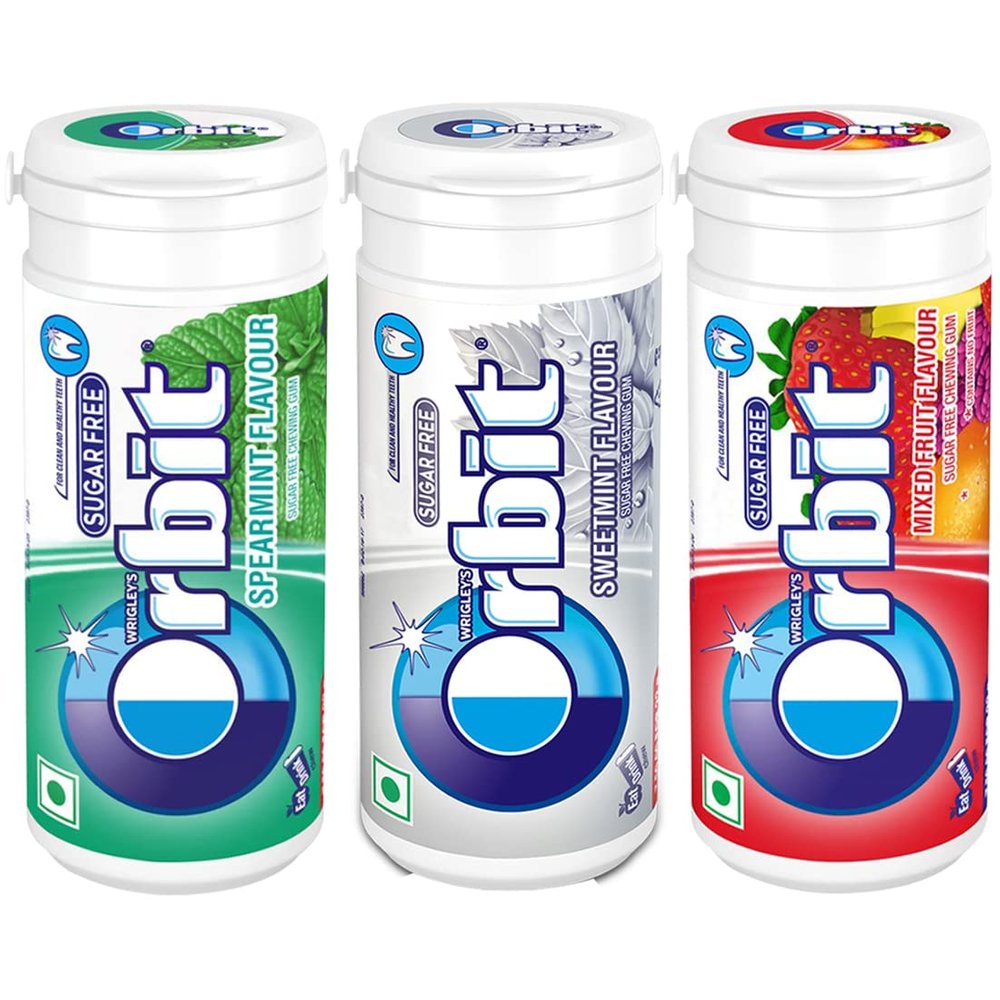 Orbit Sugar Free Chewing Gum (Sweet mint - 4 x 22 g, Spearmint - 4 x 22 g, Mixed Fruit - 4 x 22 g)