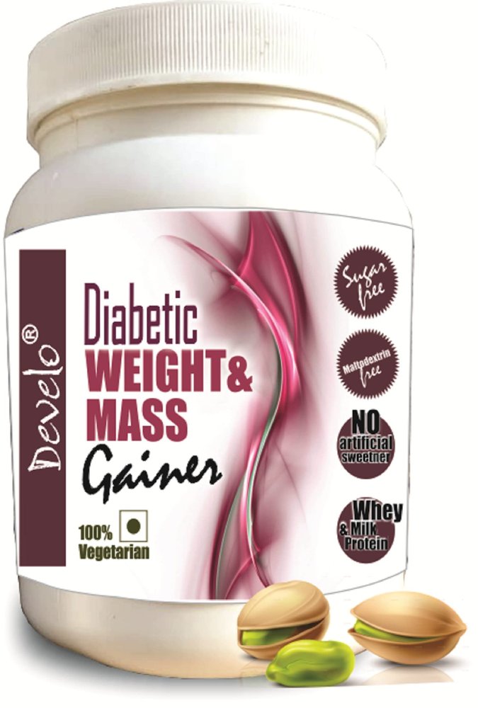 Develo Weight & Mass Gainer for Diabetics, Sugar Free Supplement for Diabetes Care & Muscle Gain 1kg Powder Elaichi Pista Flavour