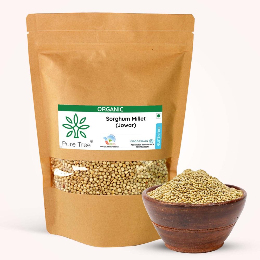 Pure Tree Certified Organic Jowar Millet | 1.8 Kg / 1800 g | Sorghum Jawari Whole Grain | Unpolished Jonnalu | Gluten-Free-Millet