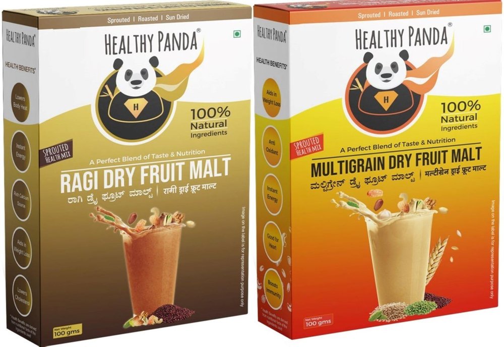 Healthy Panda : Health Mix Combo 200G:Organic Sprouted Ragi Dryfruit Malt + Multigrain Dryfruit Malt