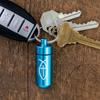 Aqua Pill Case Keychain, Waterproof Metal Travel Container for Medicine Storage, Small Empty Organizer Bottle with Christian Jesus Fish, Cross, & Psalm 30:2 Bible Verse Reference view 2
